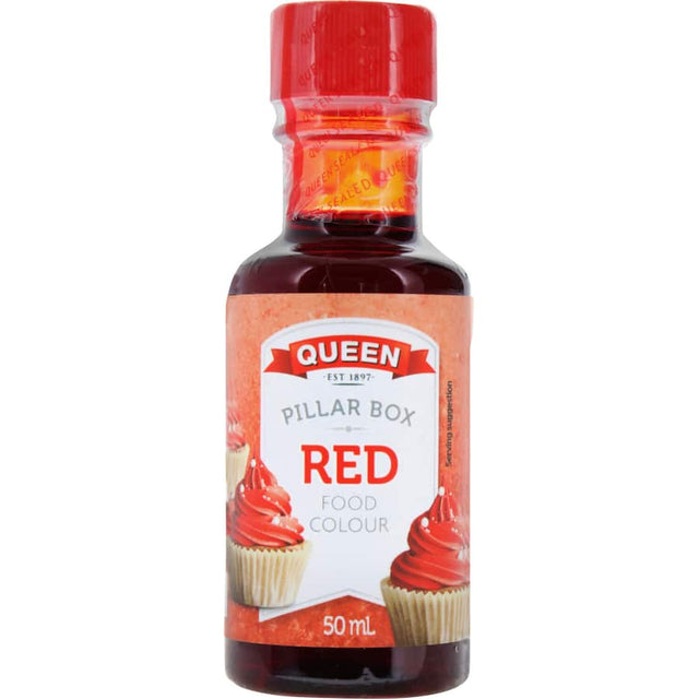 Vibrant Queen Food Colour Red for baking, ideal for desserts, icings, and confections; gluten-free and versatile.