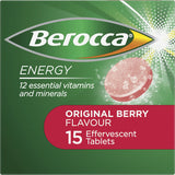 Effervescent vitamin tablet in Original Berry flavor, enhancing energy and cognitive performance with Vitamin C and B vitamins.