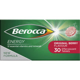 Effervescent berry-flavored vitamin tablets for energy, mental performance, and immune health support.