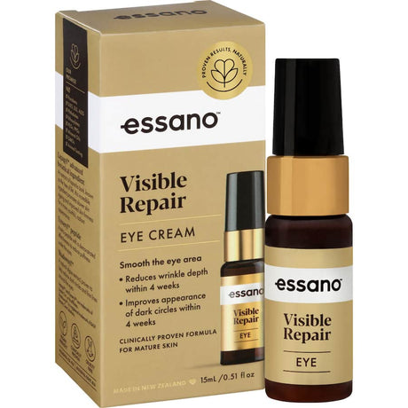 Essano Eye Cream Visible Repair revitalizes the eye area, reducing wrinkles, dark circles, and puffiness for youthful skin.