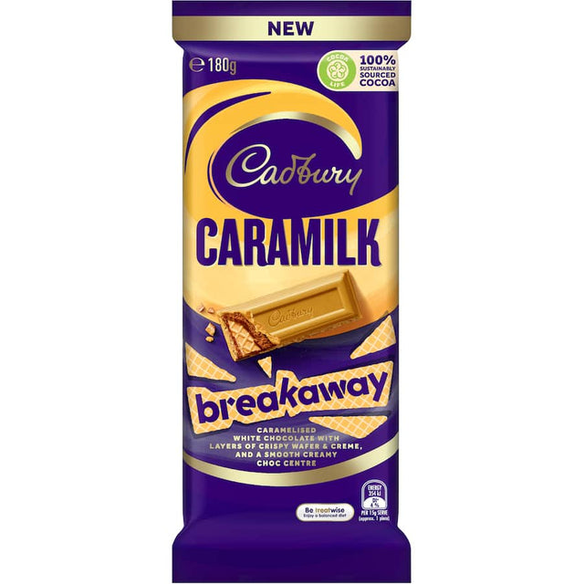 Cadbury Chocolate Caramilk Breakaway bars with rich chocolate and smooth caramel, perfect for sharing and indulging.