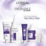 L'Oreal Excellence Ultra Ash Dark Blonde 6.11 hair dye delivers salon-quality cool-toned color with anti-brass technology.