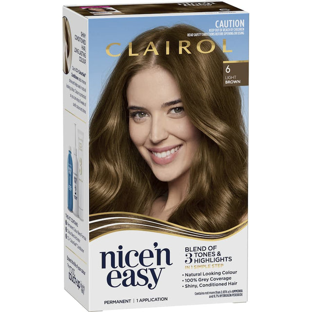 Light Brown 6 hair colour from Clairol, featuring Colour Blend Technology for multi-dimensional, natural-looking results.