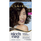 Clairol Nice 'N Easy Darkest Brown hair color with Colour Blend Technology for vibrant, multi-dimensional, lasting color and 100% grey coverage.