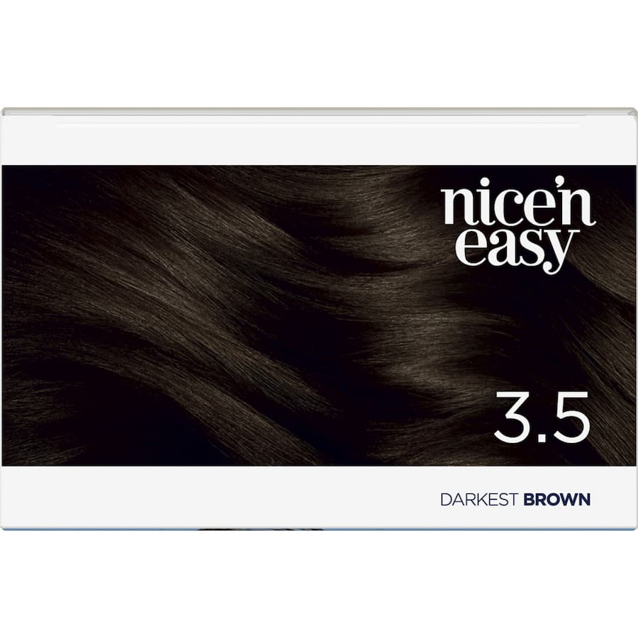 Clairol Nice N Easy Darkest Brown hair color offers natural-looking color, 100% gray coverage, and intense shine for vibrant hair.