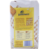 Harraways Wholegrain Oats Organic in a recyclable pack, perfect for nutritious porridge, muesli, and baking.