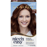 Clairol Nice N Easy Reddish Brown hair color with Colour Blend Technology for vibrant, natural color and 100% grey coverage.