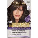 L'Oréal Excellence Cool Hair Colour Ultra Ash Brown 4.11 offers vibrant color with anti-brass technology for a modern look.