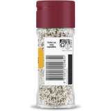 A glass shaker of Masterfoods Roast Vegetable Seasoning Blend with rosemary, garlic, and pepper for enhancing flavors in dishes.