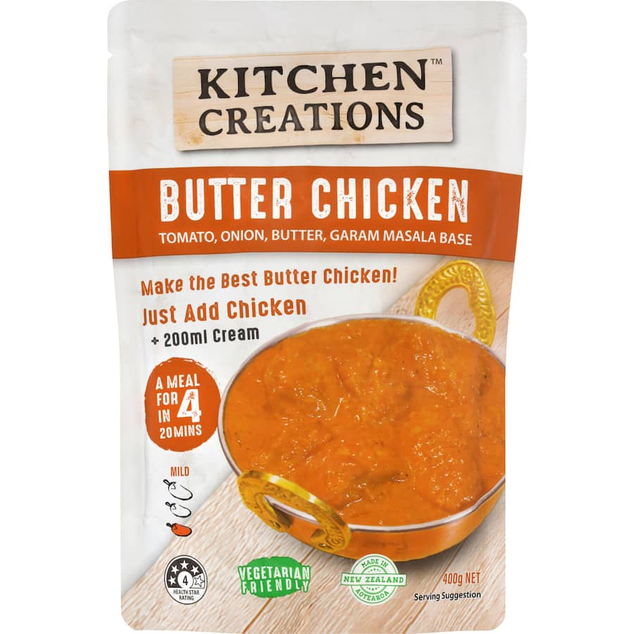 Creamy Butter Chicken recipe base made with aromatic spices, ready in 20 minutes for a meal serving 4.