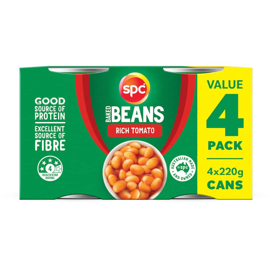 Delicious Spc Baked Beans in rich tomato sauce, perfect for meals or as a nutritious pantry staple.