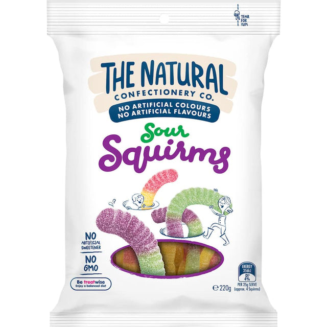 Colorful sour lollies shaped like worms, offering fruity flavors and made with natural ingredients, perfect for tangy sweet cravings.