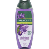 Palmolive Naturals Anti-Stress Body Wash with Ylang Ylang, Iris, Lavender, and Patchouli for a soothing, gentle cleanse.