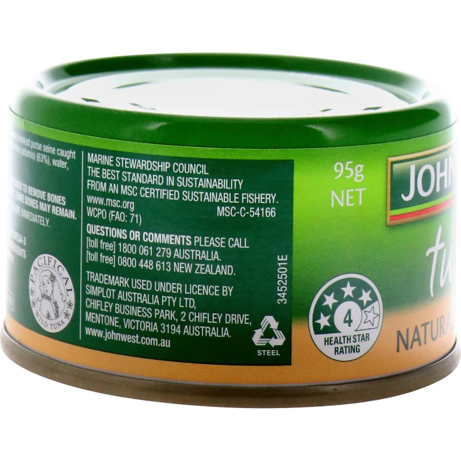 Flaked John West naturally smoked tuna, rich in omega-3, perfect for salads, wraps, and pasta dishes.