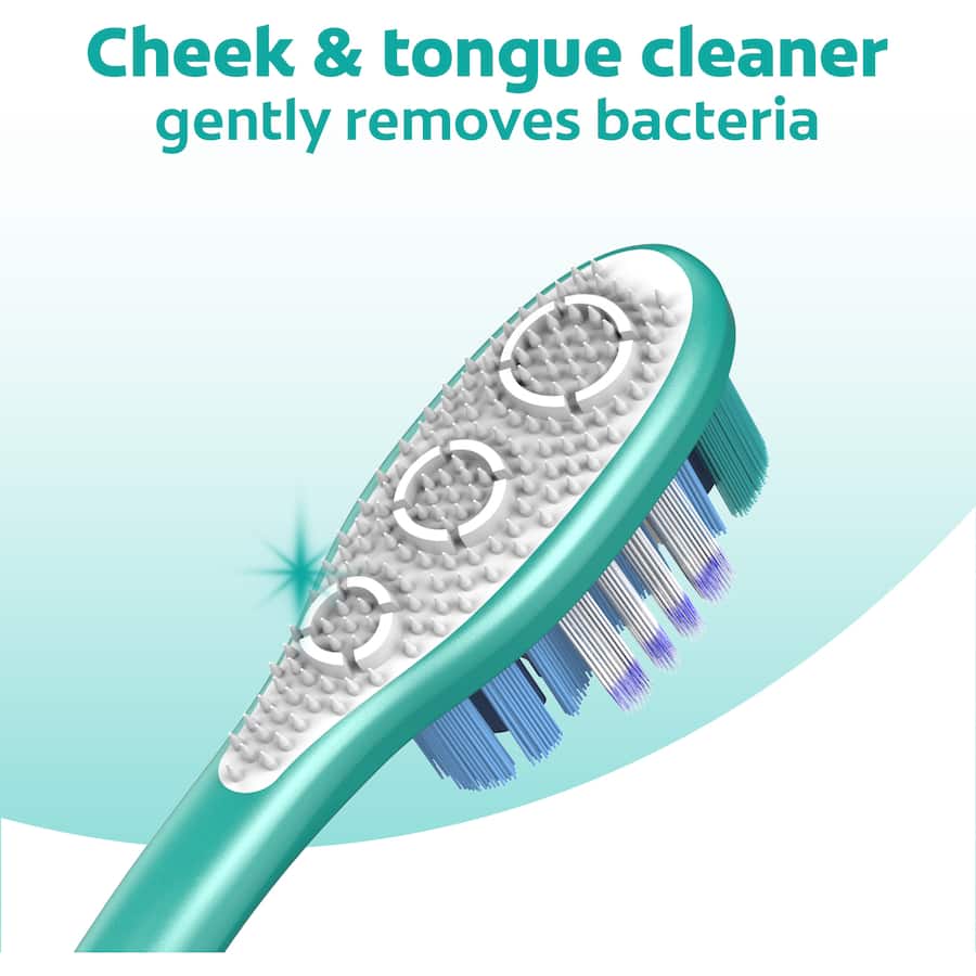 Colgate 360 Whole Mouth Clean Toothbrush with medium bristles, designed for comprehensive dental hygiene and eco-friendly care.
