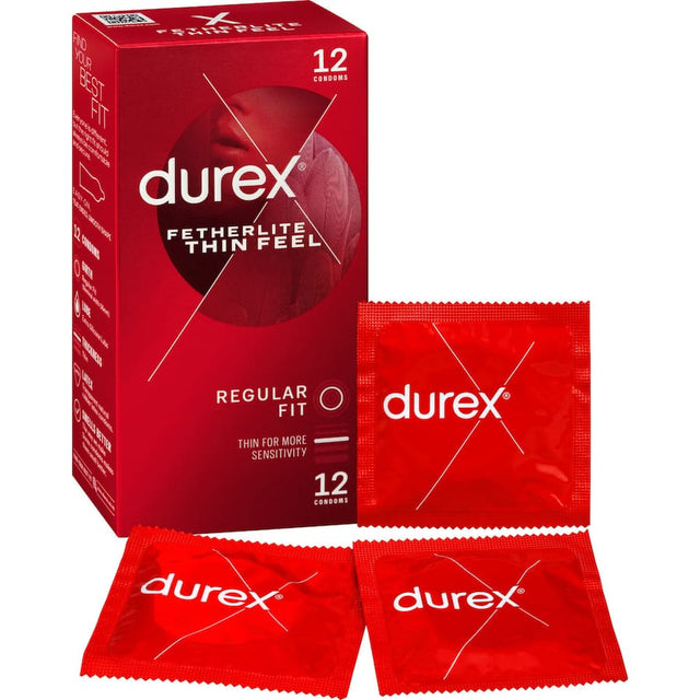 Durex Thin Feel condoms offer a slim design for enhanced sensitivity and comfort, ensuring safety and maximum pleasure.