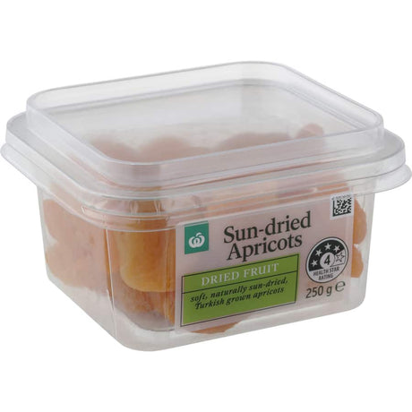 Woolworths Sun Dried Apricots: sweet, tangy snacks packed with vitamins, perfect for breakfast or on-the-go energy boosts.