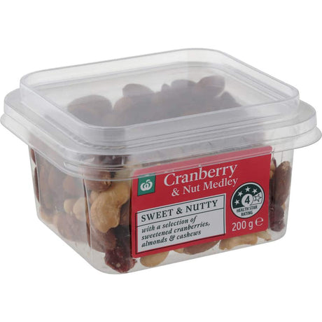 Cranberry & Nut Mix featuring crunchy nuts and tangy cranberries for a wholesome, energy-boosting snack.