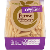 Macro Organic Pasta Penne made from 100% Italian wheat, high in fiber and protein, perfect for healthy meals and sauces.