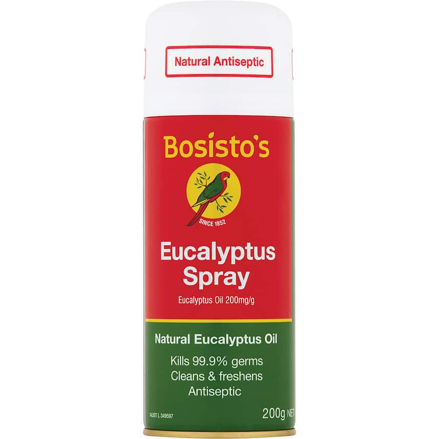 Eucalyptus spray for freshening and purifying air, ideal for home, office, or car, with antibacterial properties.