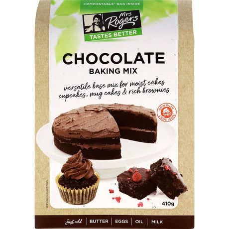 Mrs Rogers Baking Mix Bases Chocolate for quick, rich, and moist chocolate desserts like brownies and cakes.