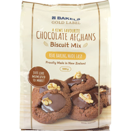 Bakels Gold Label Afghan Biscuit Mix - a rich, chocolatey blend for easy homemade biscuits, perfect for any occasion.