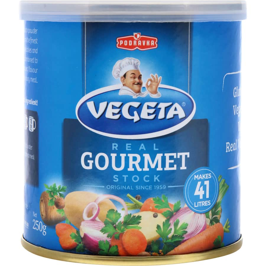 Vegeta Vegetable Stock Gourmet Powder for flavorful soups, stews, and sauces made from high-quality natural ingredients.