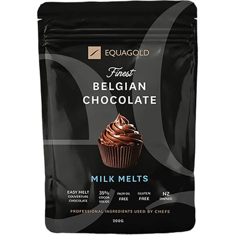 Equagold 34% Chocolate Coverture Melts, ideal for baking, melting, and drizzling with a rich, smooth cocoa flavor.