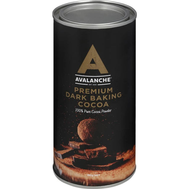 Rich dark cocoa powder for baking and beverages, made from premium cocoa beans for intense flavor and depth.