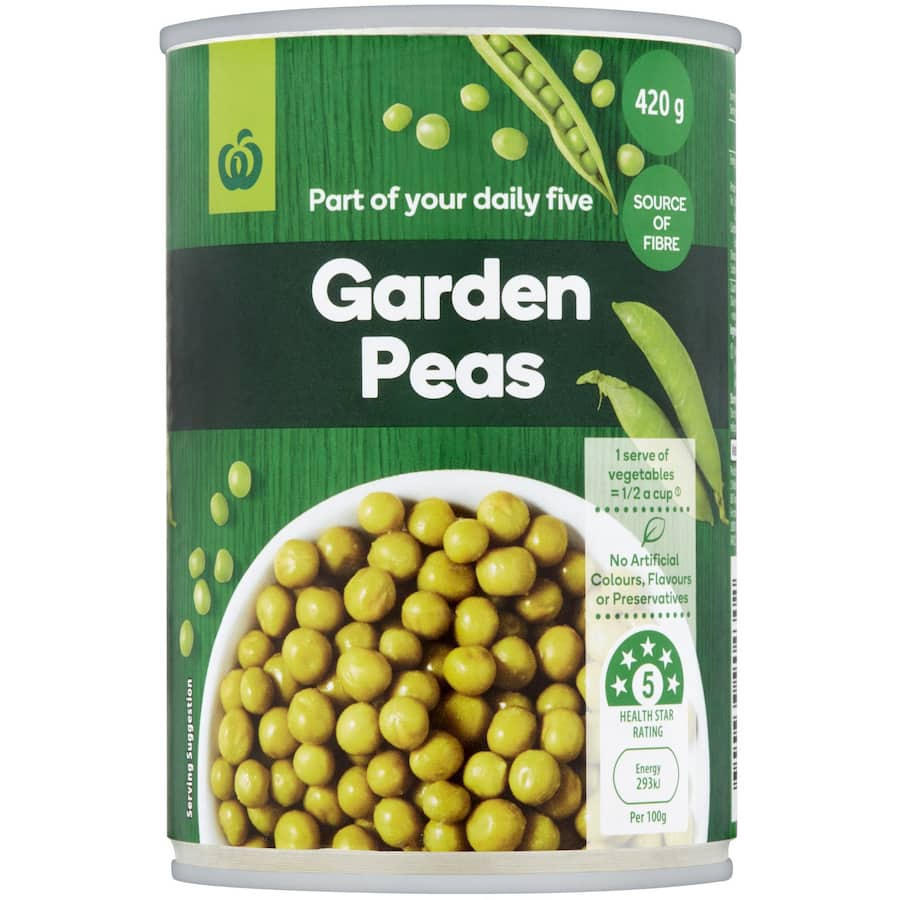 Fresh Woolworths Garden Peas, ideal for sides or casseroles, with no artificial additives and rich in flavor.