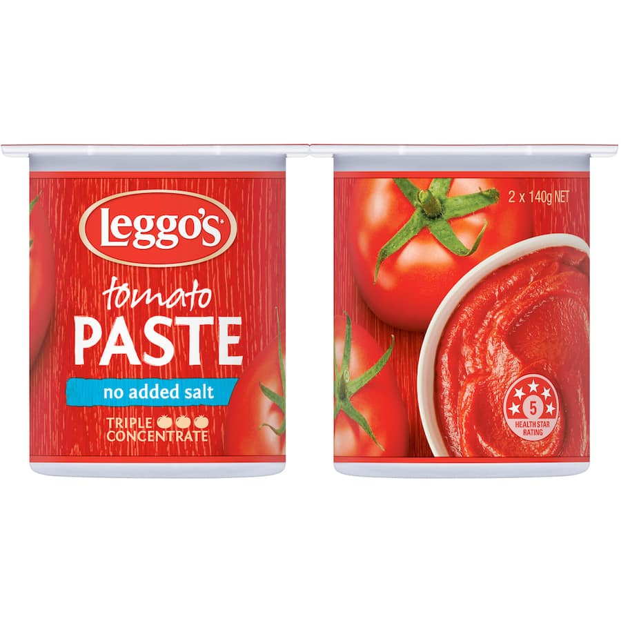 Leggo's Tomato Paste No Added Salt, a rich triple-concentrated flavor, ideal for healthy cooking without preservatives.