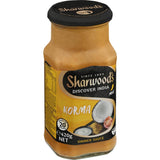 Creamy Sharwoods Korma Simmer Sauce Mild, perfect for quick, flavorful vegetarian Indian meals.