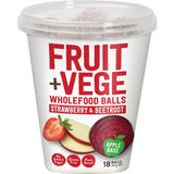 Tasti Fruit + Vege Snack Balls in Strawberry & Beetroot, a healthy, gluten-free, vegan snack for energy on-the-go.