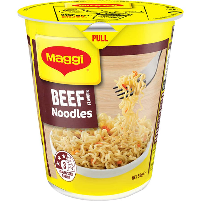 Maggi Super Noodles Beef Cup offers rich, savory flavor and quick preparation for a satisfying meal anytime.