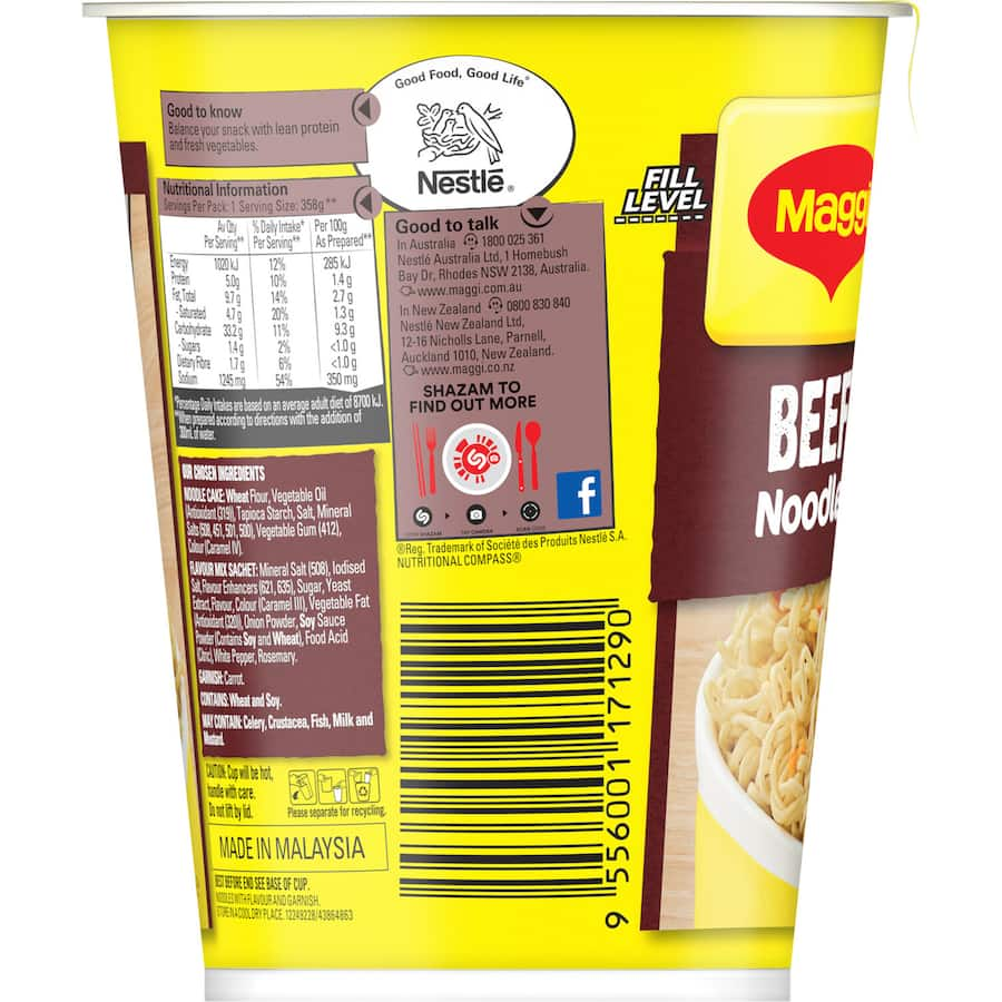 Delicious Maggi Super Noodles Beef Cup, a quick and tasty instant meal ready in just 3 minutes.