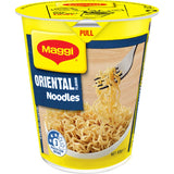 Maggi Super Noodles Oriental Cup featuring instant noodles for a quick, flavorful meal ready in just 3 minutes.