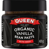 Queen Organic Vanilla Bean Paste in a jar, showcasing a rich, thick texture, perfect for enhancing desserts and baking.