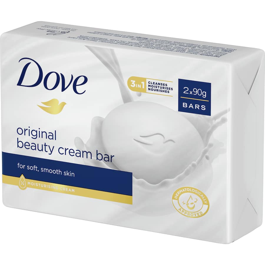 Dove Soap Bar Regular featuring moisturizing cream for soft, smooth, and radiant skin while gently cleansing.