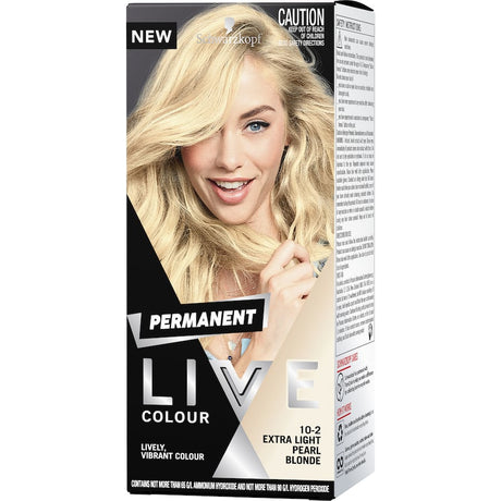 Schwarzkopf Live Colour Extra Light Pearl Blonde, vibrant permanent hair dye with nourishing conditioner for shine and grey coverage.