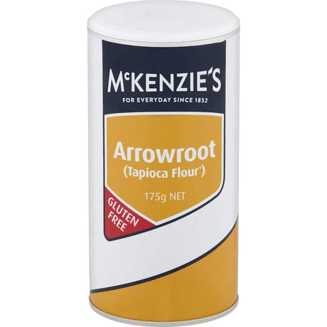 McKenzie's Arrowroot Gluten Free Flour, perfect for gluten-free baking and cooking with a light, smooth texture.