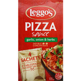 Leggo's Pizza Sauce with garlic, onions, and herbs in convenient sachets for an authentic and flavorful homemade pizza.