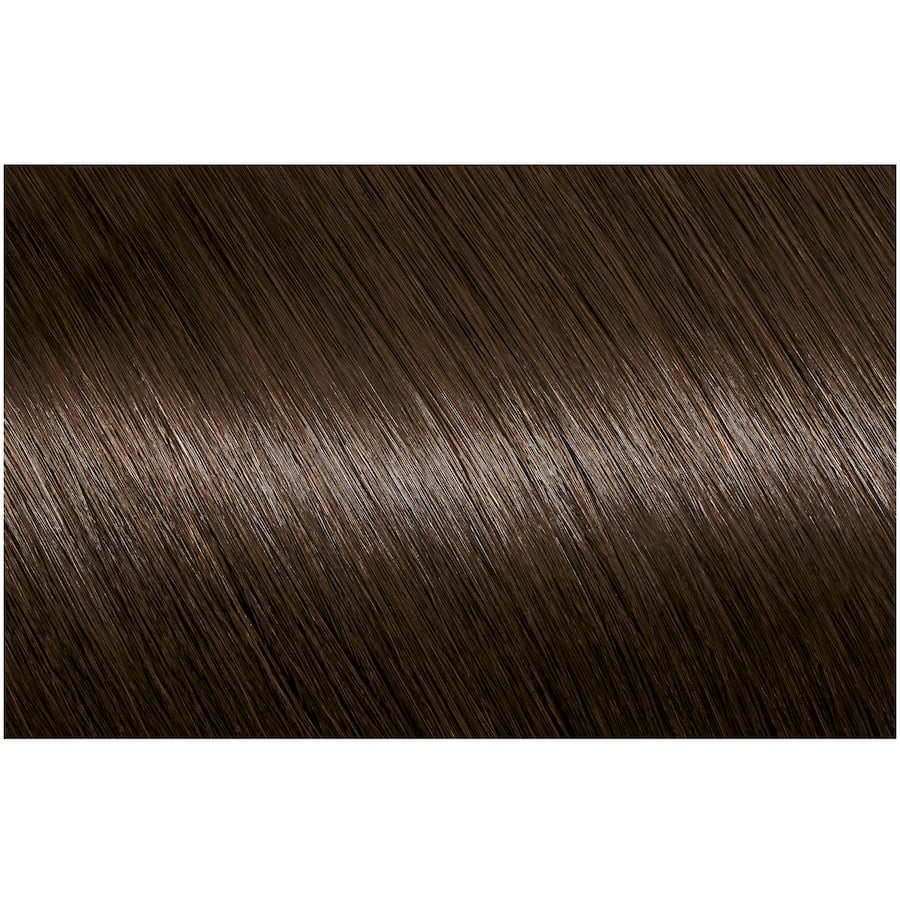 Rich Chocolate Brown hair color by Garnier Nutrisse offers 100% grey coverage, nourishes with oils, and lasts up to 8 weeks.