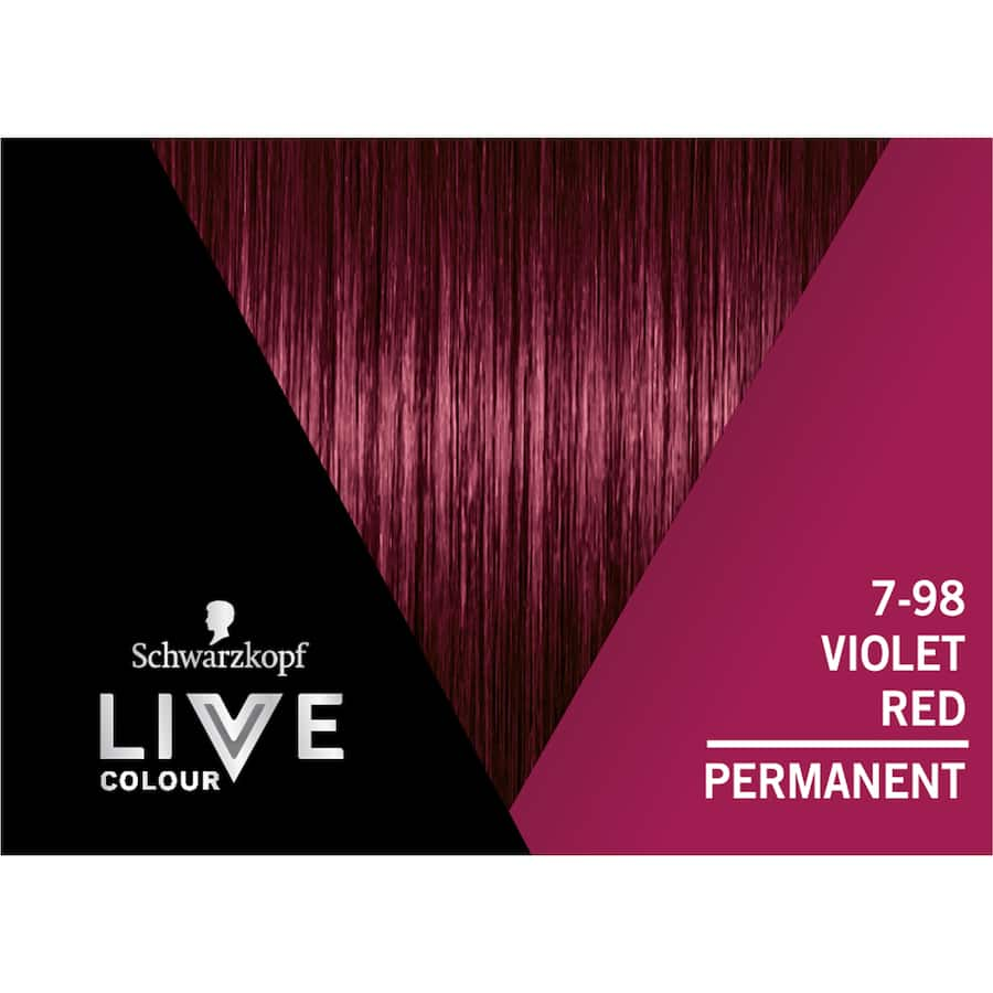 Vibrant violet red hair dye for bold, lasting color with grey coverage and nourishing conditioner for healthy shine.