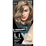 Schwarzkopf Live Colour Permanent Hair Dye in Medium Ash Blonde, ensuring vibrant color, grey coverage, and healthy shine.