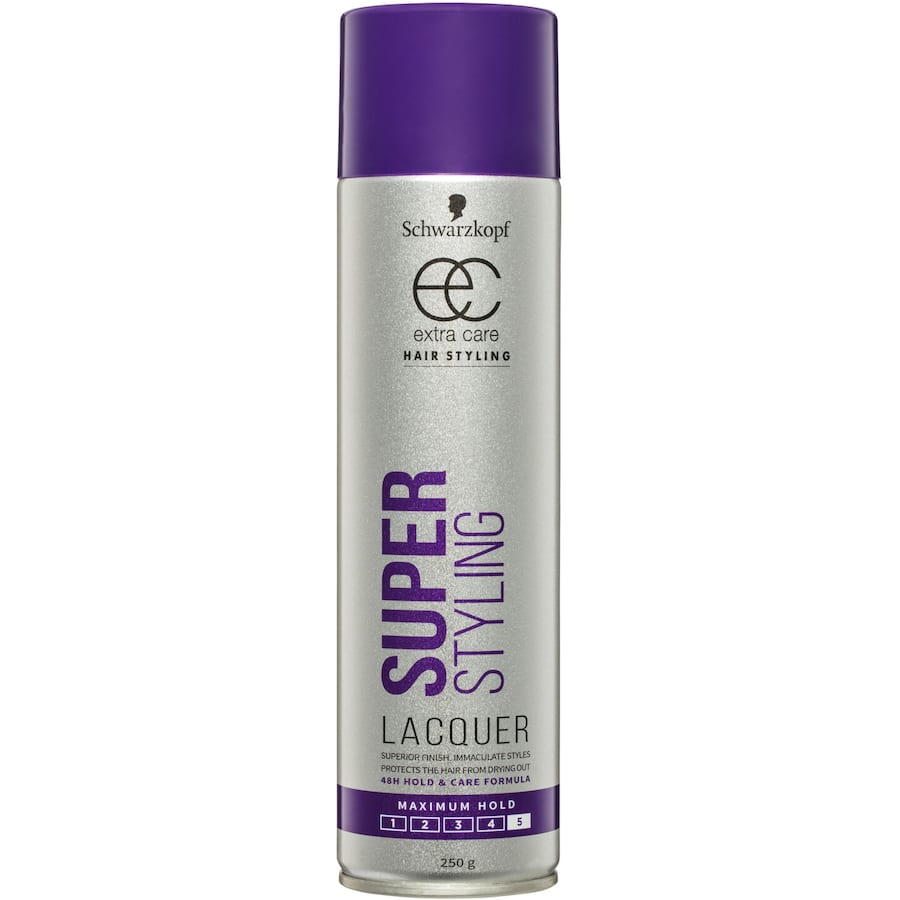 Schwarzkopf Extra Care Hair Spray: Professional super hold lacquer for glossy styles, protects hair, and leaves no sticky residue.