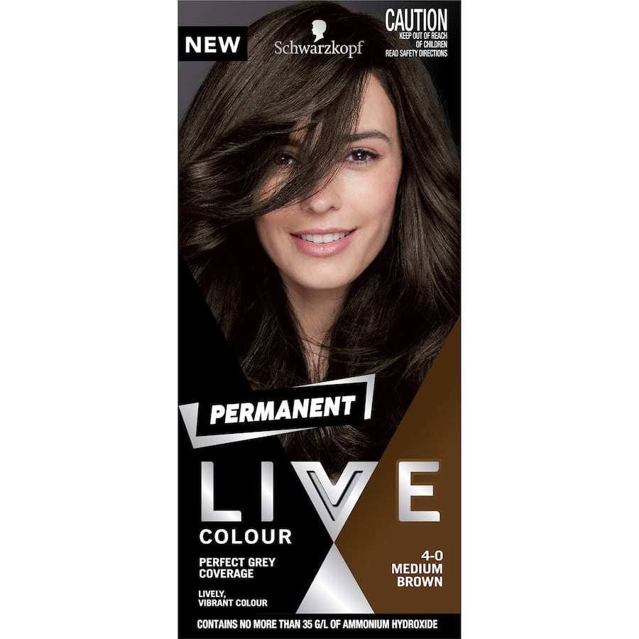 Schwarzkopf Live Colour Medium Brown hair dye offers vibrant color, perfect grey coverage, and nourishing care for healthy hair.