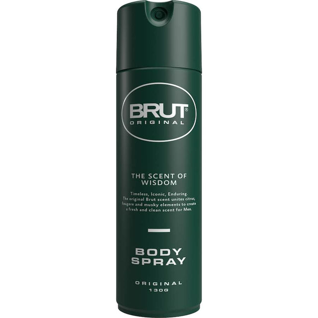 Brut Original Deodorant Body Spray offers invigorating citrus and woody fragrance for all-day freshness and confidence.