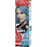 Vibrant turquoise hair dye in a resealable tube, semi-permanent, vegan formula for intense color and shine.