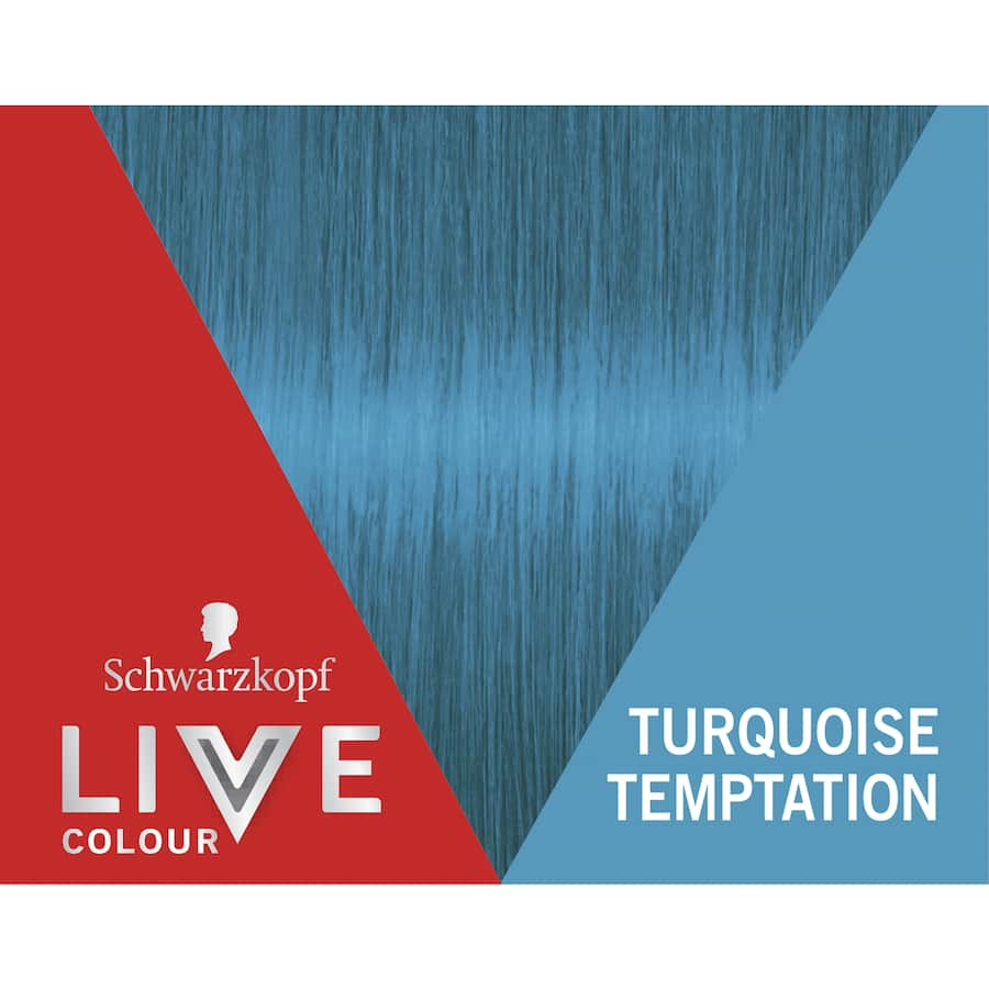 Vibrant turquoise hair dye tube showcasing Schwarzkopf LIVE Colour Ultra Brights for creative, semi-permanent color application.