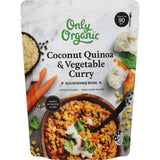 A nourishing bowl of coconut quinoa and vegetables, featuring organic ingredients for a wholesome vegan meal.